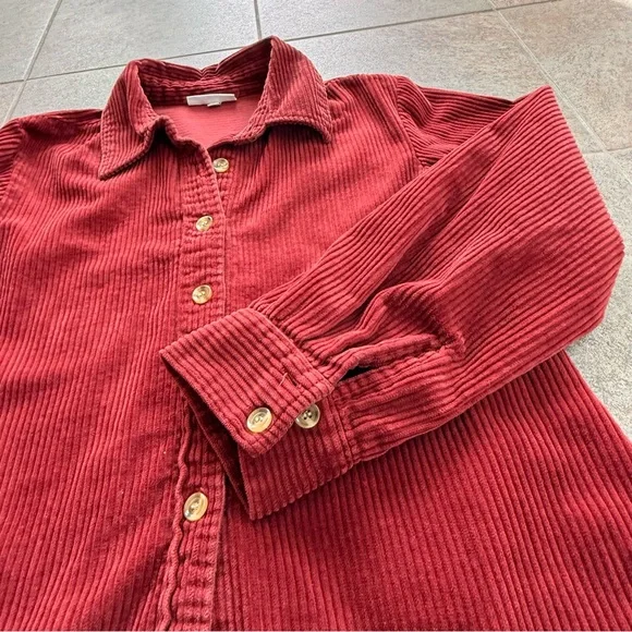 NorthStyle Corduroy Button Front Shirt Deep Red Size Medium - Picture 6 of 12